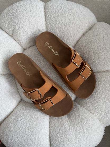 Sandalias Tan Plataforma Flat 14801 Doble Correa Hebillas Casual de mujer Zoé Brand Costa Rica