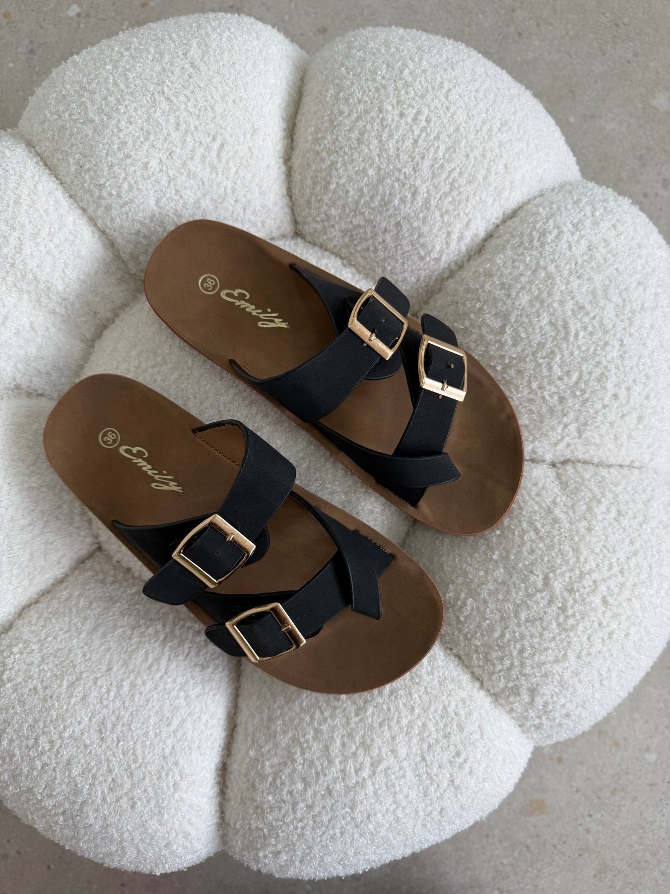 Sandalias Negro Plataforma Flat 14802 Doble Correa Hebillas Casual de mujer Zoé Brand Costa Rica