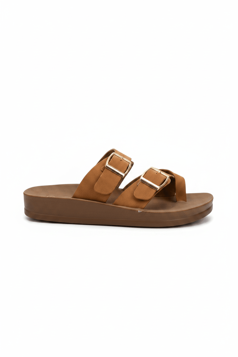 Sandalias Tan Plataforma Flat 14804 Doble Correa Hebillas Casual de mujer Zoé Brand Costa Rica