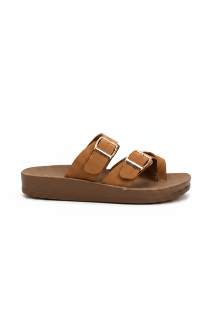 Sandalias Tan Plataforma Flat 14804 Doble Correa Hebillas Casual de mujer Zoé Brand Costa Rica