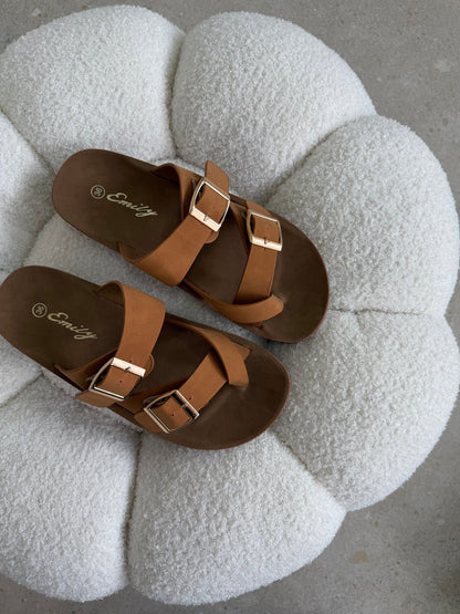 Sandalias Tan Plataforma Flat 14804 Doble Correa Hebillas Casual de mujer Zoé Brand Costa Rica