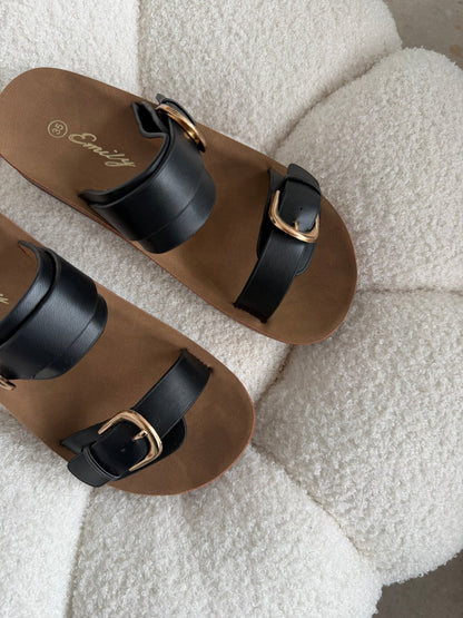 Sandalias Negro Plataforma Flat 14805 Doble Correa Hebillas Casual de mujer Zoé Brand Costa Rica