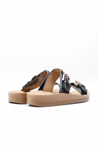 Sandalias Negro Plataforma Flat 14805 Doble Correa Hebillas Casual de mujer Zoé Brand Costa Rica