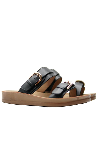 Sandalias Negro Plataforma Flat 14805 Doble Correa Hebillas Casual de mujer Zoé Brand Costa Rica