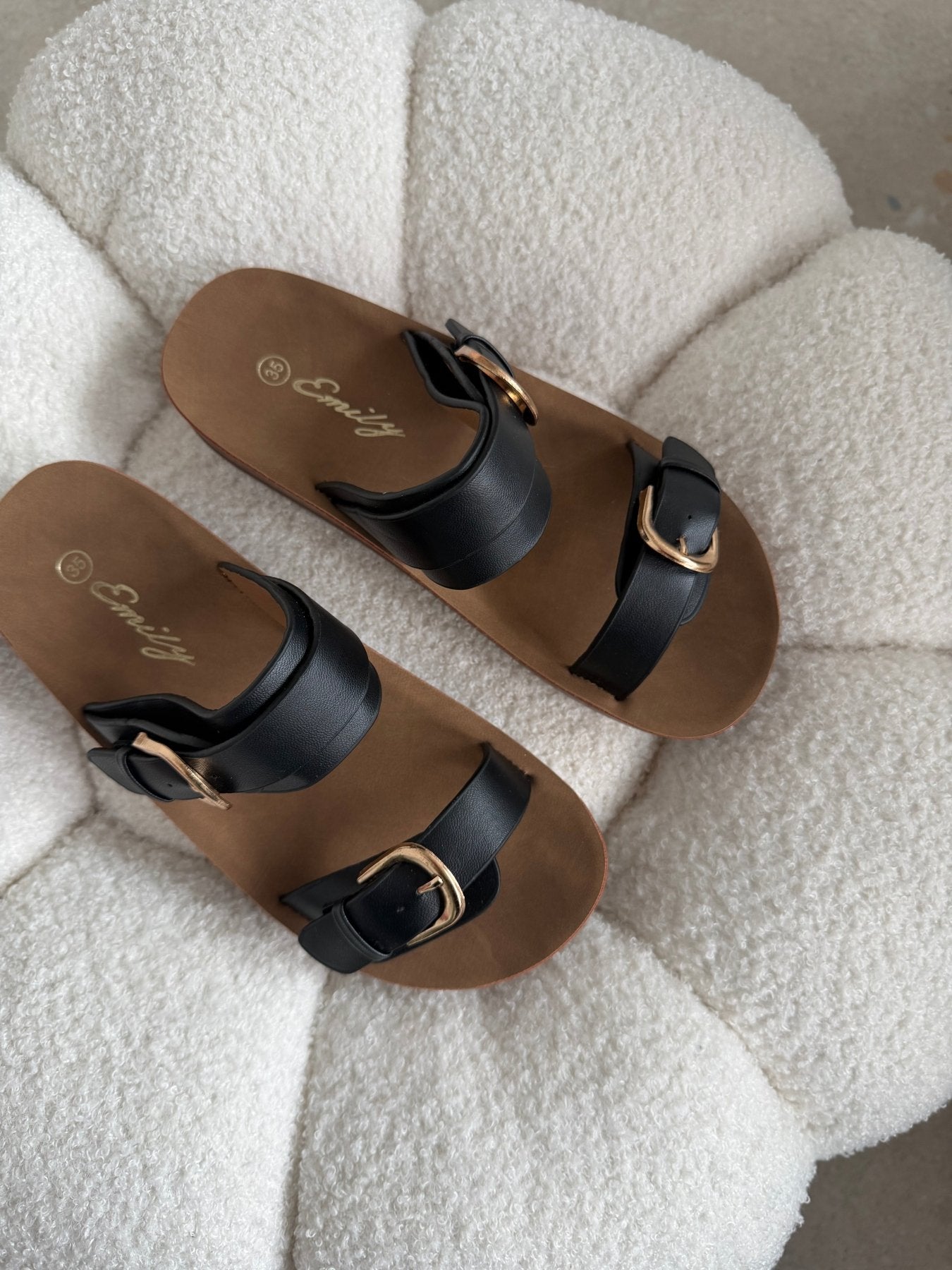Sandalias Negro Plataforma Flat 14805 Doble Correa Hebillas Casual de mujer Zoé Brand Costa Rica