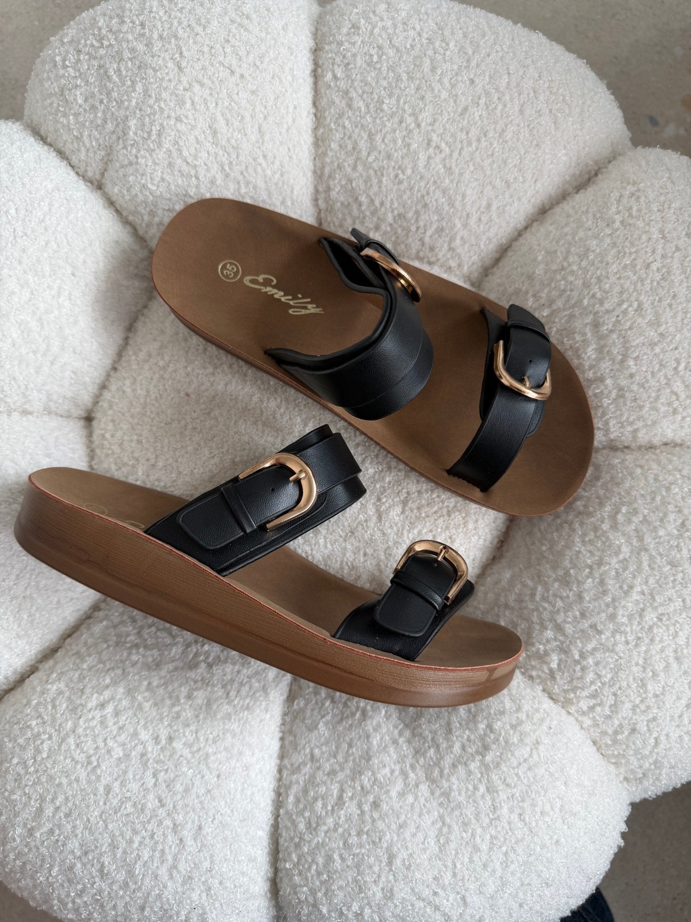 Sandalias Negro Plataforma Flat 14805 Doble Correa Hebillas Casual de mujer Zoé Brand Costa Rica