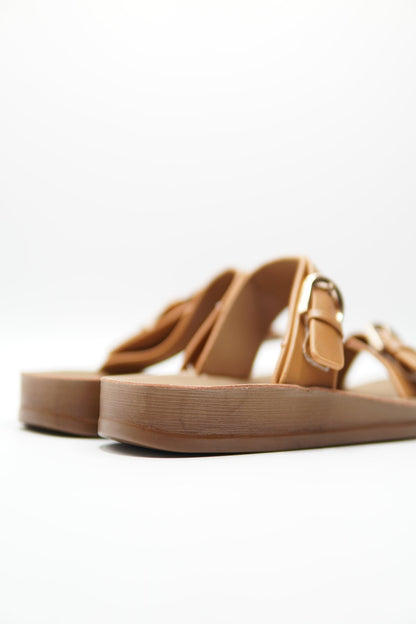 Sandalias Tan Plataforma Flat 14807 Doble Correa Hebillas Casual de mujer Zoé Brand Costa Rica