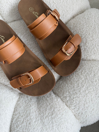 Sandalias Tan Plataforma Flat 14807 Doble Correa Hebillas Casual de mujer Zoé Brand Costa Rica