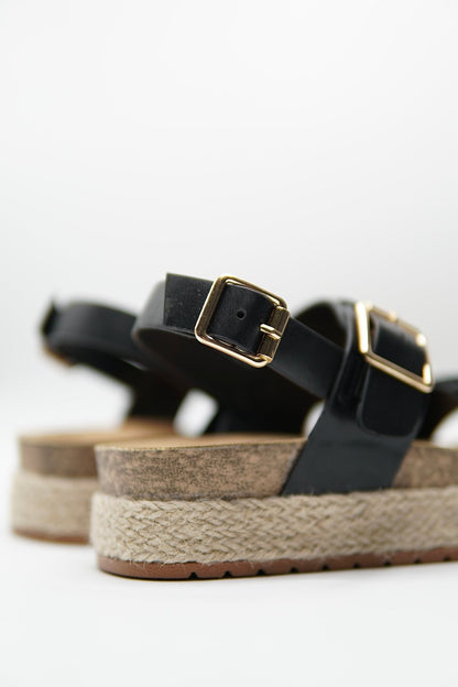 Sandalias Negro Yute Plataforma 14808 Doble Correa Hebillas Casual de mujer Zoé Brand Costa Rica