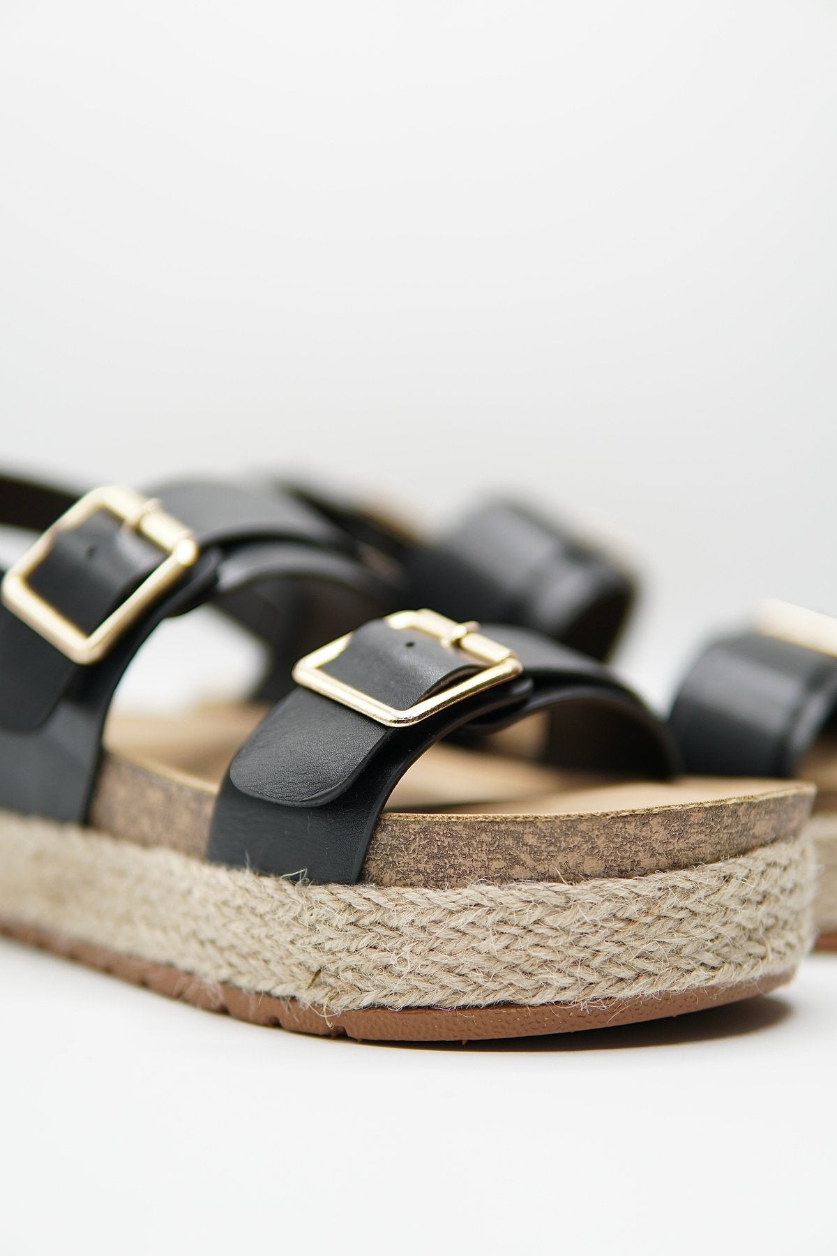 Sandalias Negro Yute Plataforma 14808 Doble Correa Hebillas Casual de mujer Zoé Brand Costa Rica