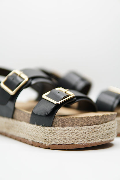 Sandalias Negro Yute Plataforma 14808 Doble Correa Hebillas Casual de mujer Zoé Brand Costa Rica