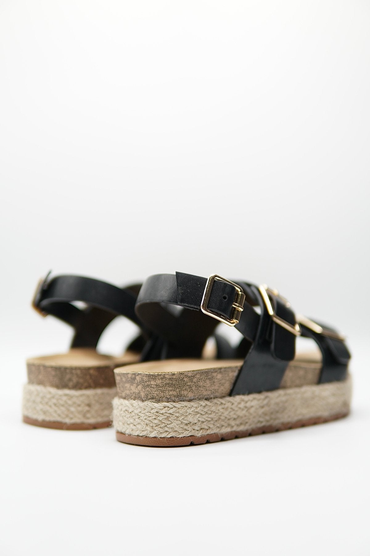 Sandalias Negro Yute Plataforma 14808 Doble Correa Hebillas Casual de mujer Zoé Brand Costa Rica