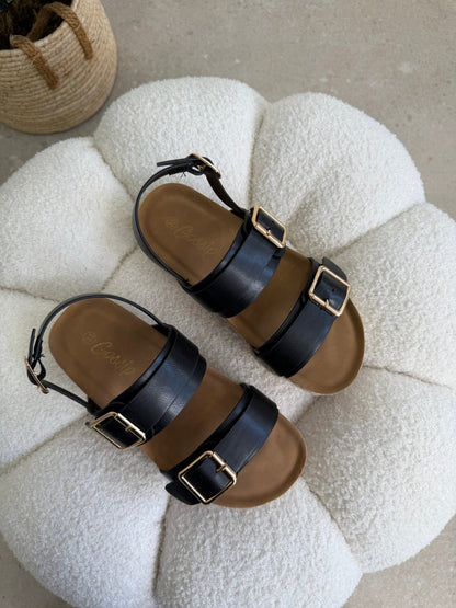 Sandalias Negro Yute Plataforma 14808 Doble Correa Hebillas Casual de mujer Zoé Brand Costa Rica