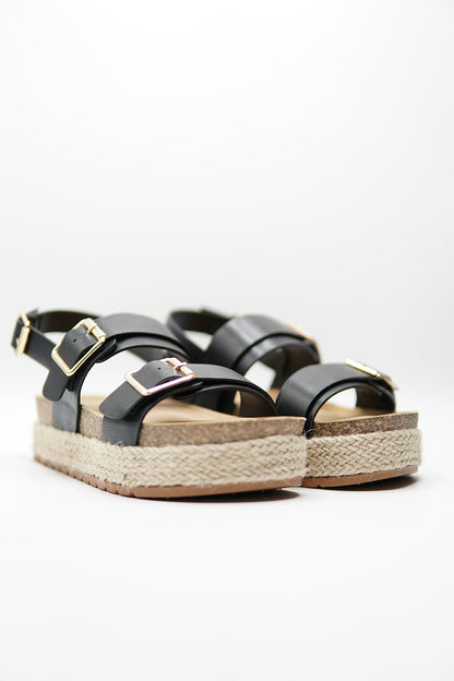 Sandalias Negro Yute Plataforma 14808 Doble Correa Hebillas Casual de mujer Zoé Brand Costa Rica