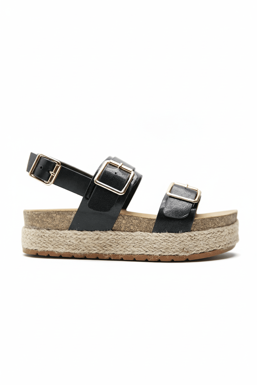 Sandalias Negro Yute Plataforma 14808 Doble Correa Hebillas Casual de mujer Zoé Brand Costa Rica