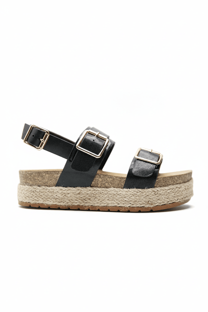 Sandalias Negro Yute Plataforma 14808 Doble Correa Hebillas Casual de mujer Zoé Brand Costa Rica
