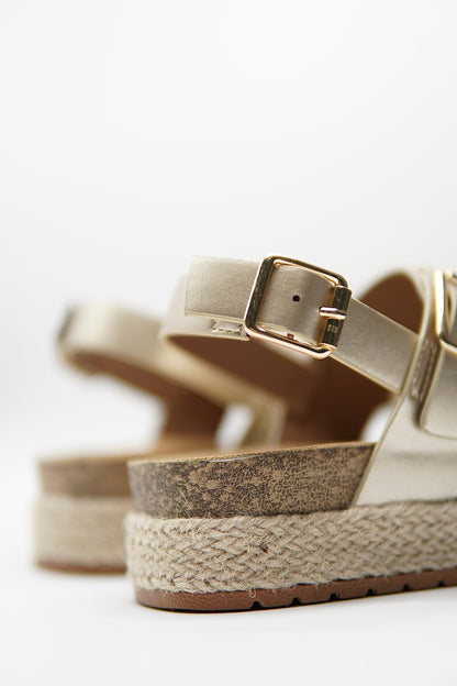 Sandalias Dorado Yute Plataforma 14809 Doble Correa Hebillas Casual de mujer Zoé Brand Costa Rica