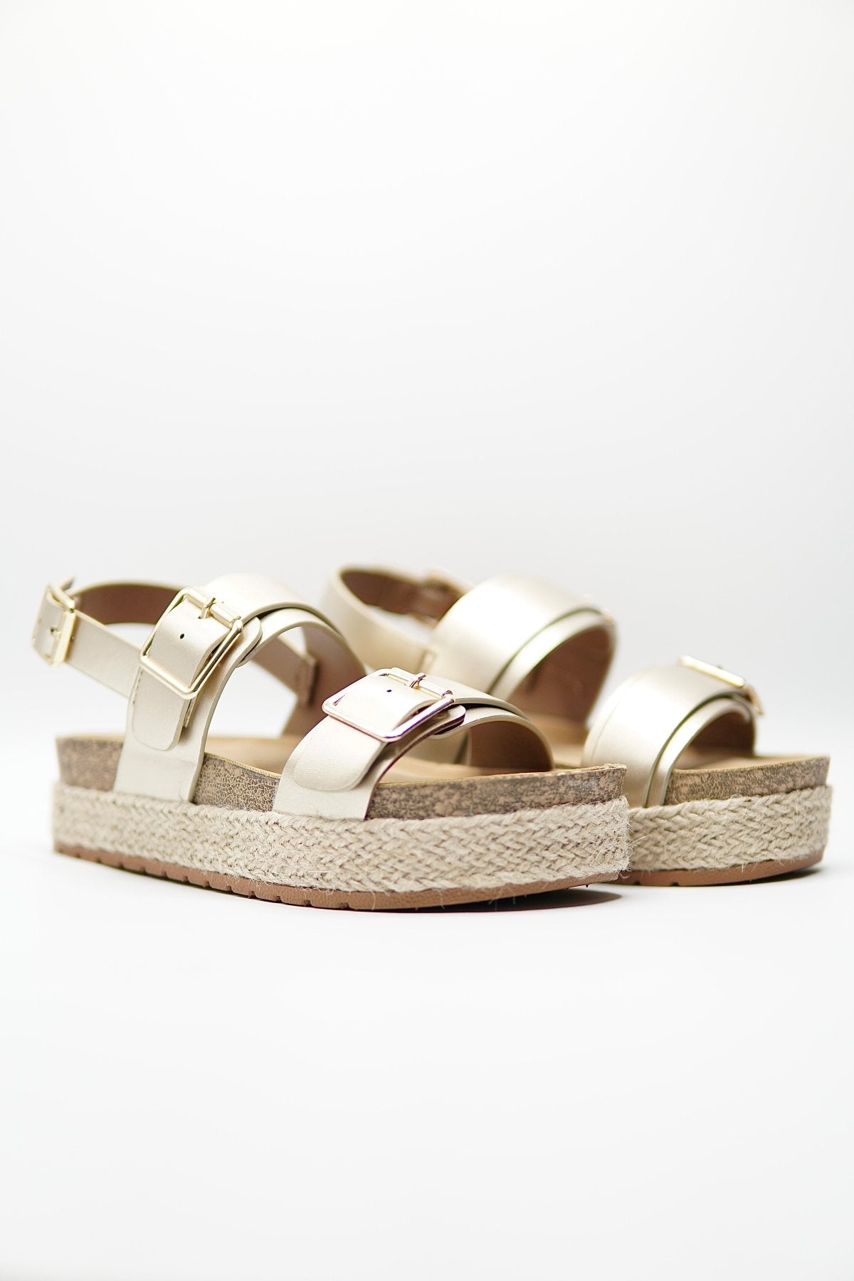 Sandalias Dorado Yute Plataforma 14809 Doble Correa Hebillas Casual de mujer Zoé Brand Costa Rica