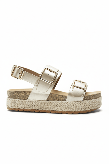Sandalias Dorado Yute Plataforma 14809 Doble Correa Hebillas Casual de mujer Zoé Brand Costa Rica