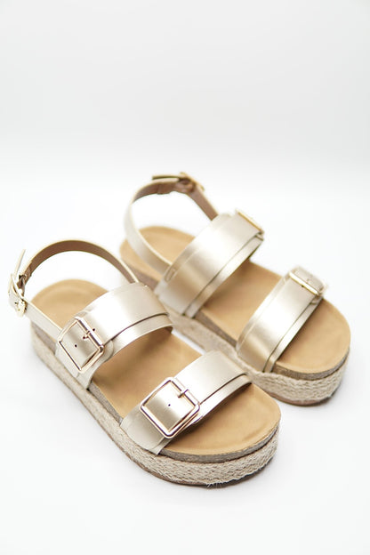 Sandalias Dorado Yute Plataforma 14809 Doble Correa Hebillas Casual de mujer Zoé Brand Costa Rica