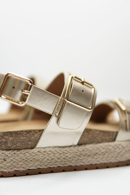 Sandalias Dorado Yute Plataforma 14809 Doble Correa Hebillas Casual de mujer Zoé Brand Costa Rica