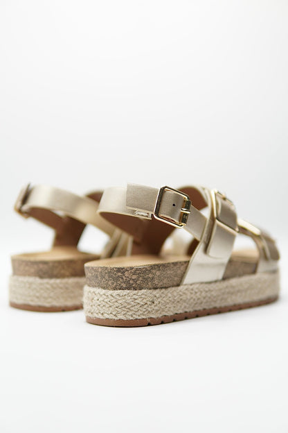 Sandalias Dorado Yute Plataforma 14809 Doble Correa Hebillas Casual de mujer Zoé Brand Costa Rica