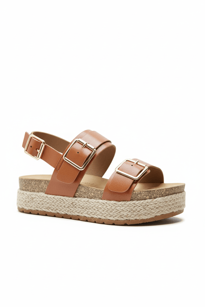 Sandalias Tan Yute Plataforma 14810 Doble Correa Hebillas Casual de mujer Zoé Brand Costa Rica