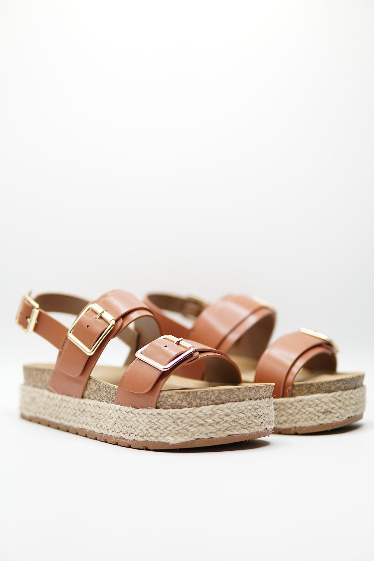 Sandalias Tan Yute Plataforma 14810 Doble Correa Hebillas Casual de mujer Zoé Brand Costa Rica