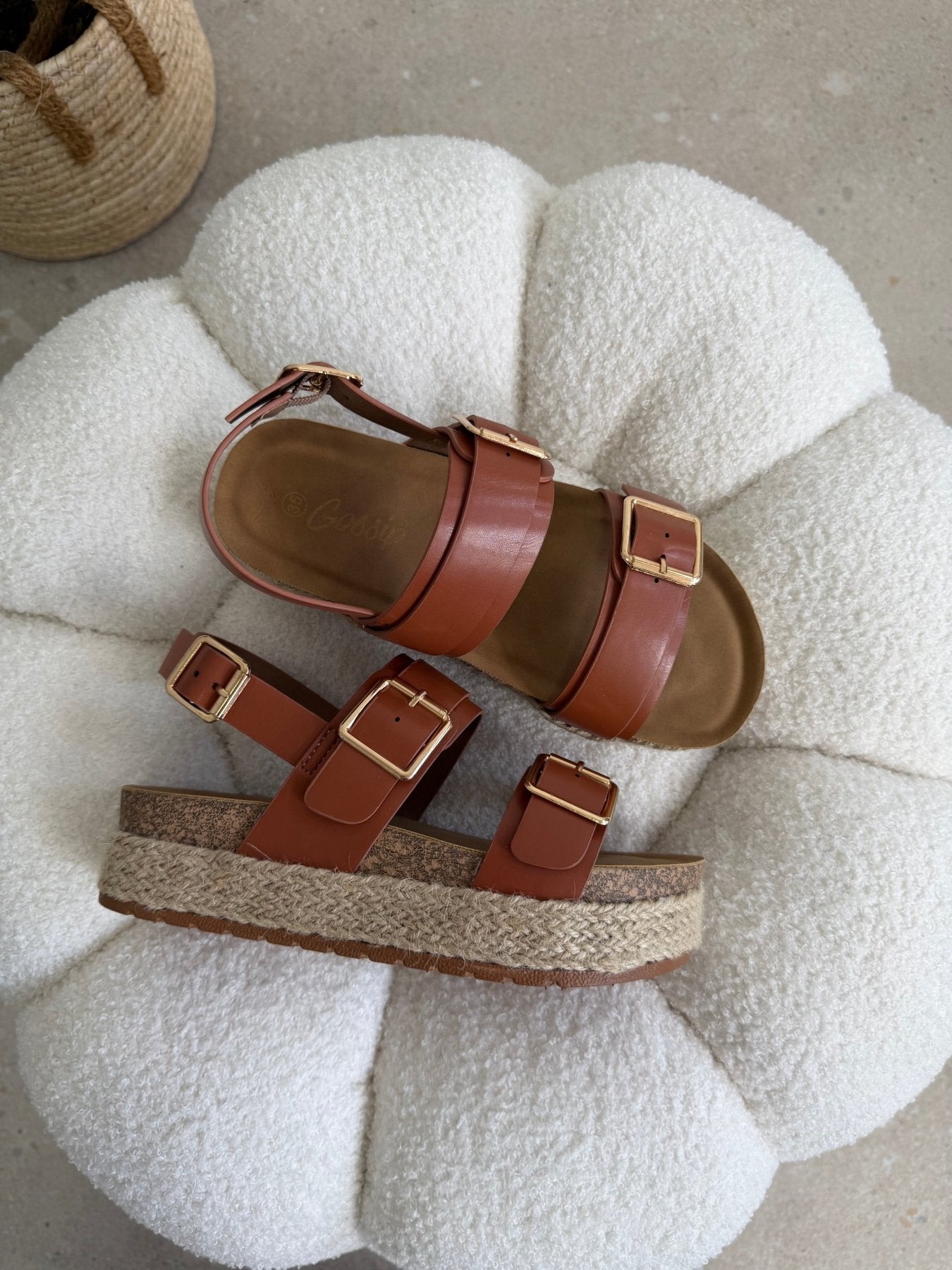 Sandalias Tan Yute Plataforma 14810 Doble Correa Hebillas Casual de mujer Zoé Brand Costa Rica