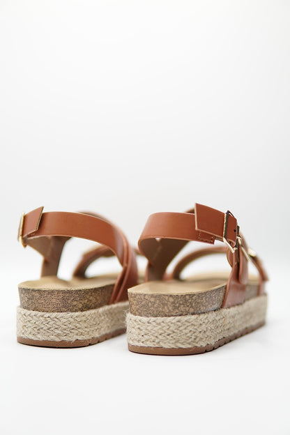 Sandalias Tan Yute Plataforma 14810 Doble Correa Hebillas Casual de mujer Zoé Brand Costa Rica
