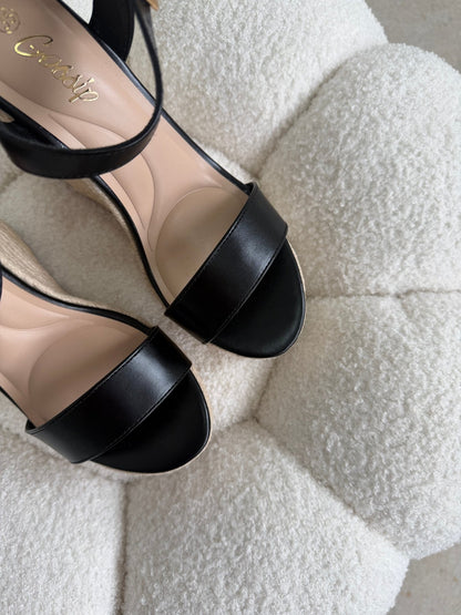 Tacones Negro Yute Cuña 14811 Hebilla de mujer Zoé Brand Costa Rica