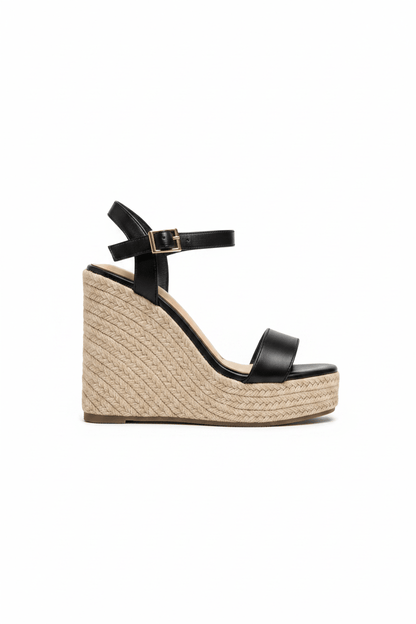 Tacones Negro Yute Cuña 14811 Hebilla de mujer Zoé Brand Costa Rica