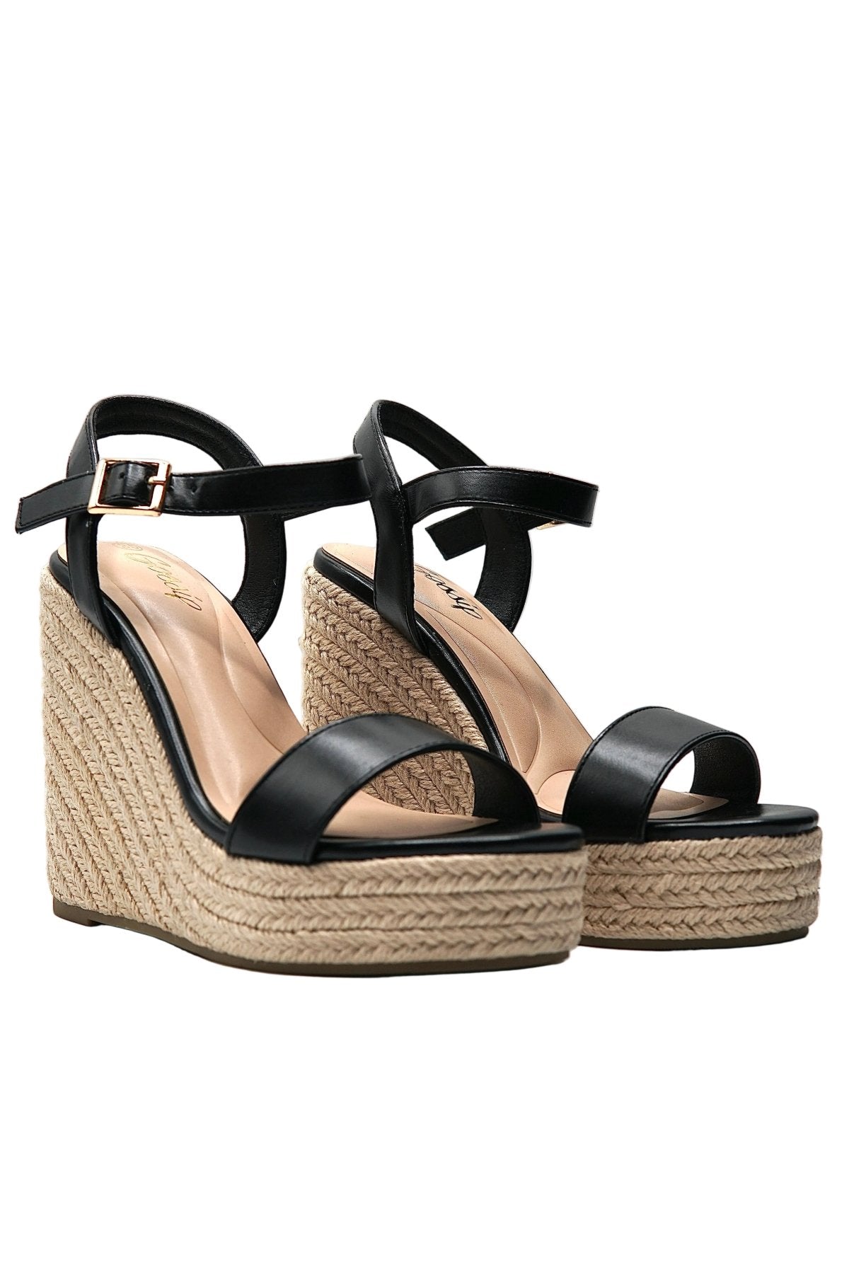 Tacones Negro Yute Cuña 14811 Hebilla de mujer Zoé Brand Costa Rica