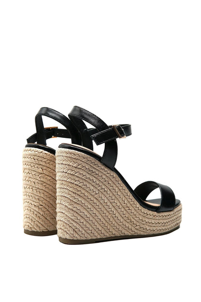 Tacones Negro Yute Cuña 14811 Hebilla de mujer Zoé Brand Costa Rica