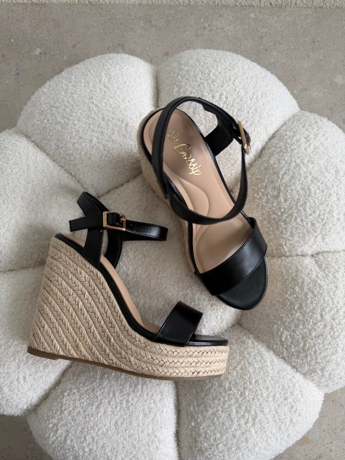 Tacones Negro Yute Cuña 14811 Hebilla de mujer Zoé Brand Costa Rica