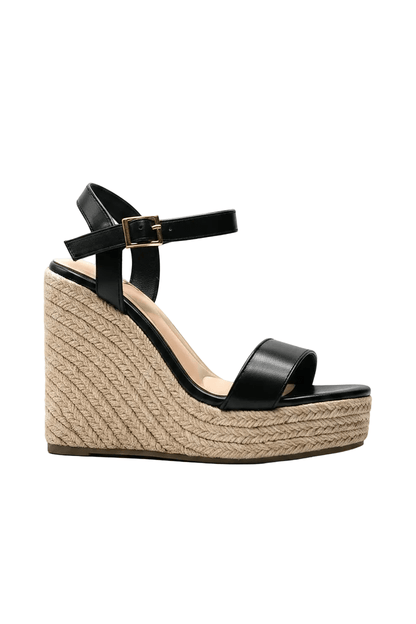 Tacones Negro Yute Cuña 14811 Hebilla de mujer Zoé Brand Costa Rica