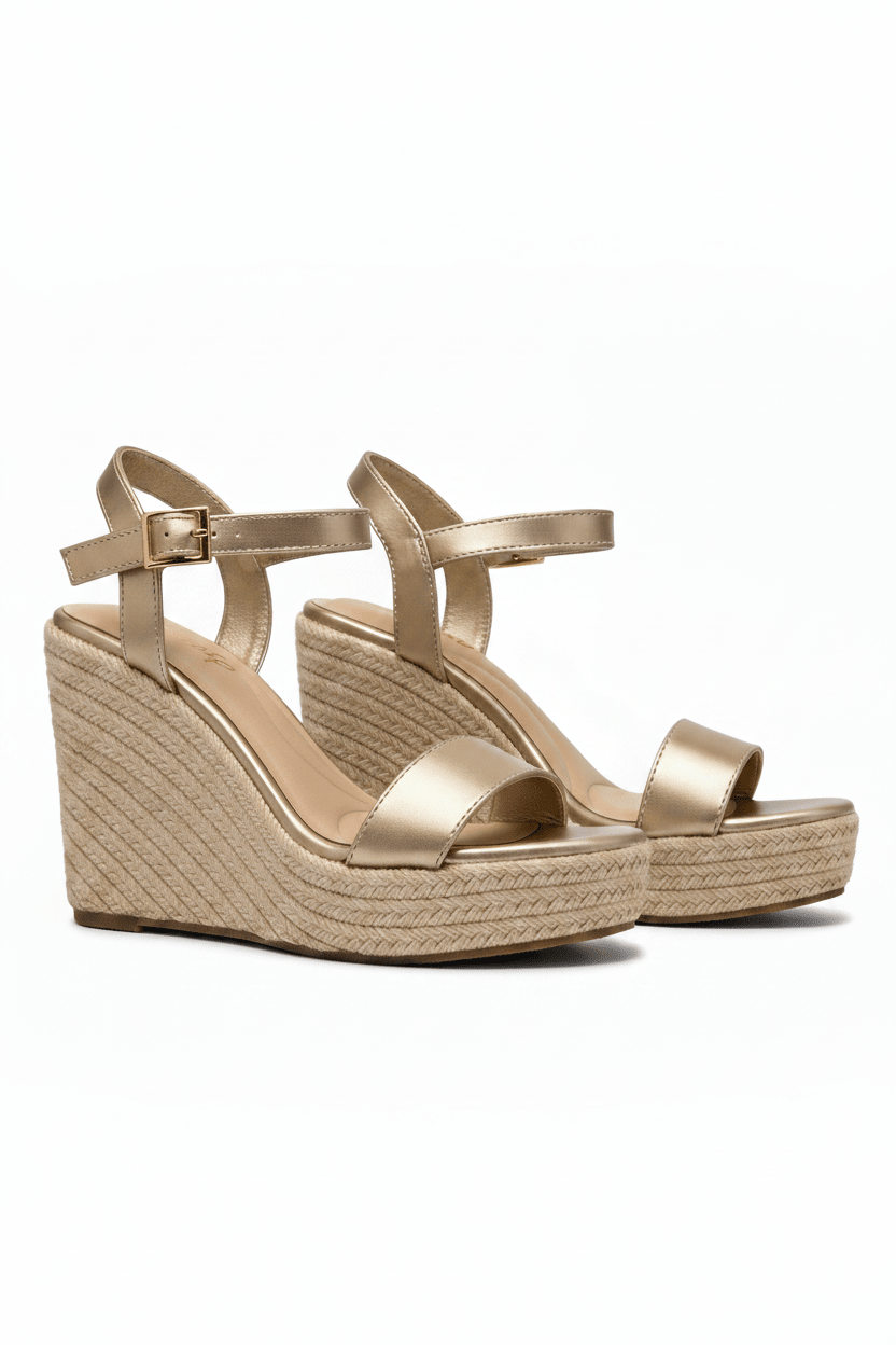 Tacones Dorado Yute Cuña 14812 Hebilla de mujer Zoé Brand Costa Rica