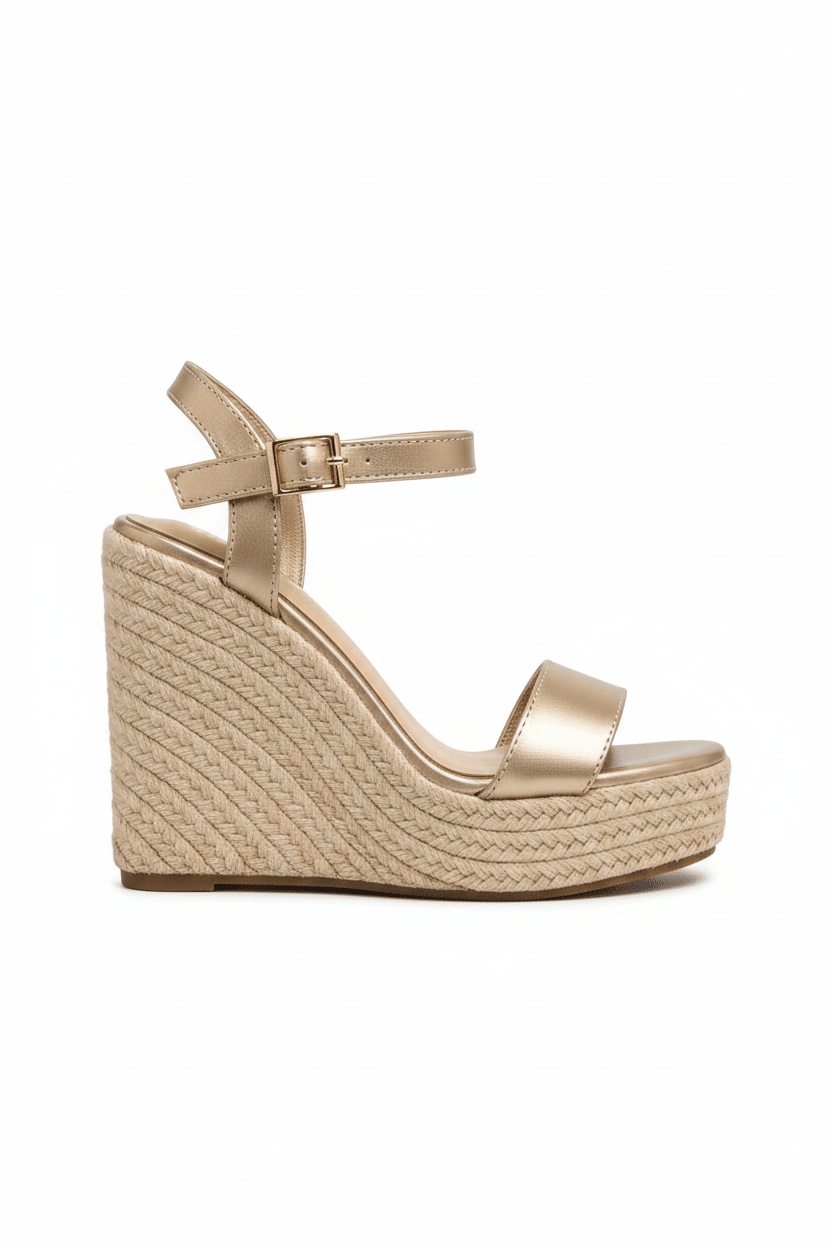 Tacones Dorado Yute Cuña 14812 Hebilla de mujer Zoé Brand Costa Rica