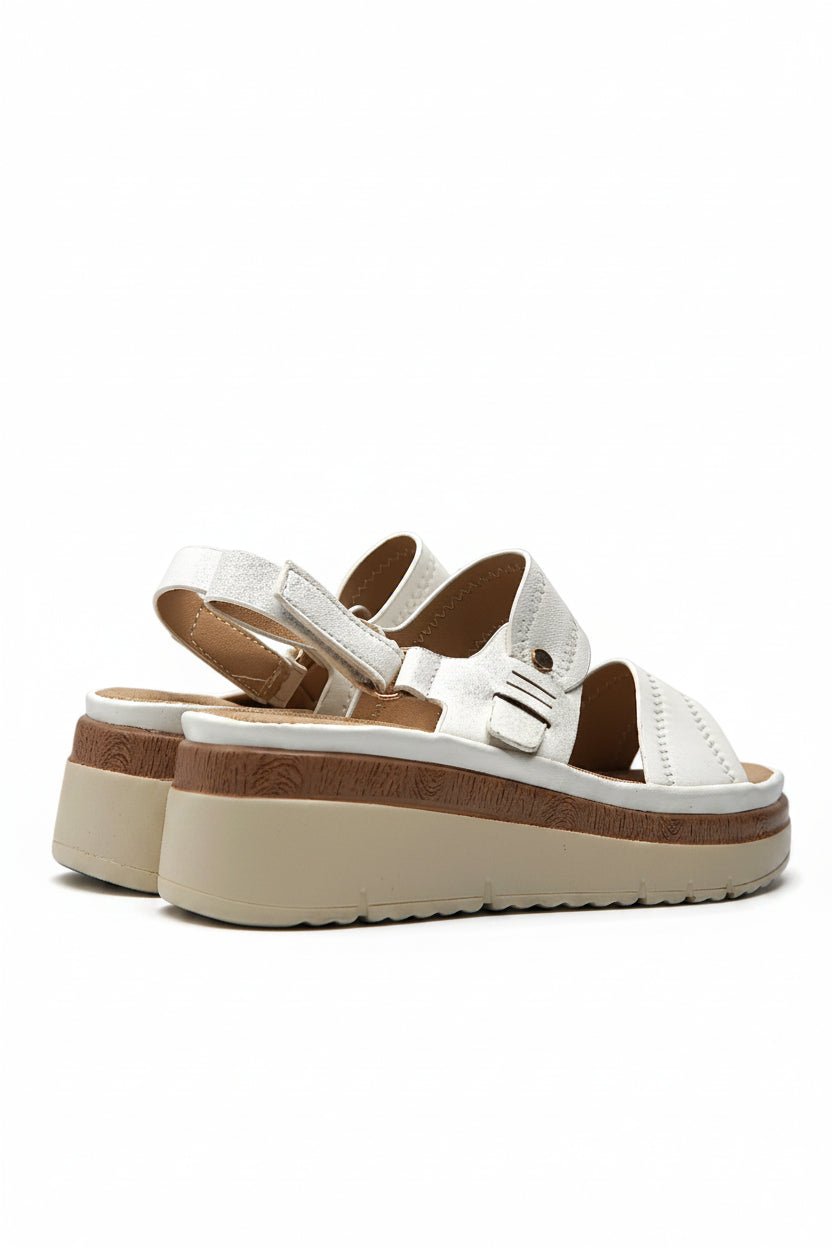 Sandalias Blanco Cuña 14824 Velcro Casual de mujer Zoé Brand Costa Rica