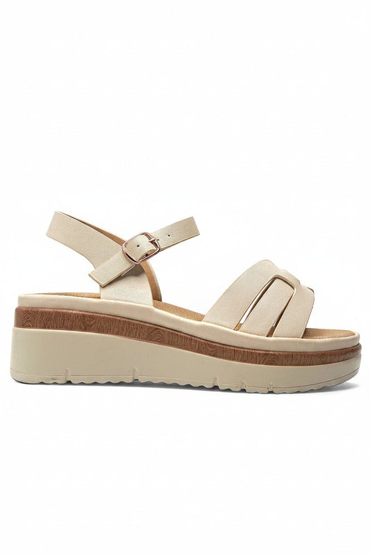 Sandalias Crema Plataforma 14829 Hebilla Casual de mujer Zoé Brand Costa Rica