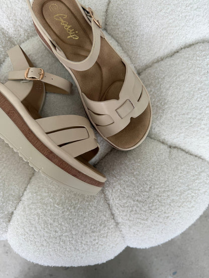 Sandalias Crema Plataforma 14829 Hebilla Casual de mujer Zoé Brand Costa Rica