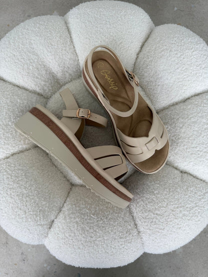 Sandalias Crema Plataforma 14829 Hebilla Casual de mujer Zoé Brand Costa Rica