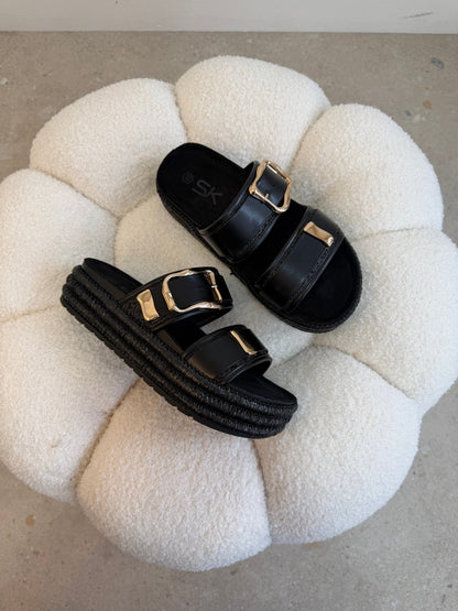 Sandalias Negro Plataforma 14867 Doble Correa Hebillas Casual de mujer Zoé Brand Costa Rica