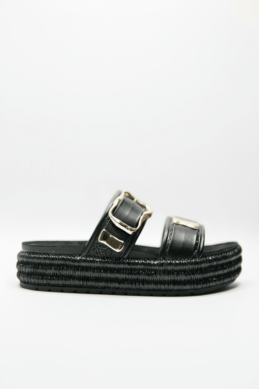 Sandalias Negro Plataforma 14867 Doble Correa Hebillas Casual de mujer Zoé Brand Costa Rica
