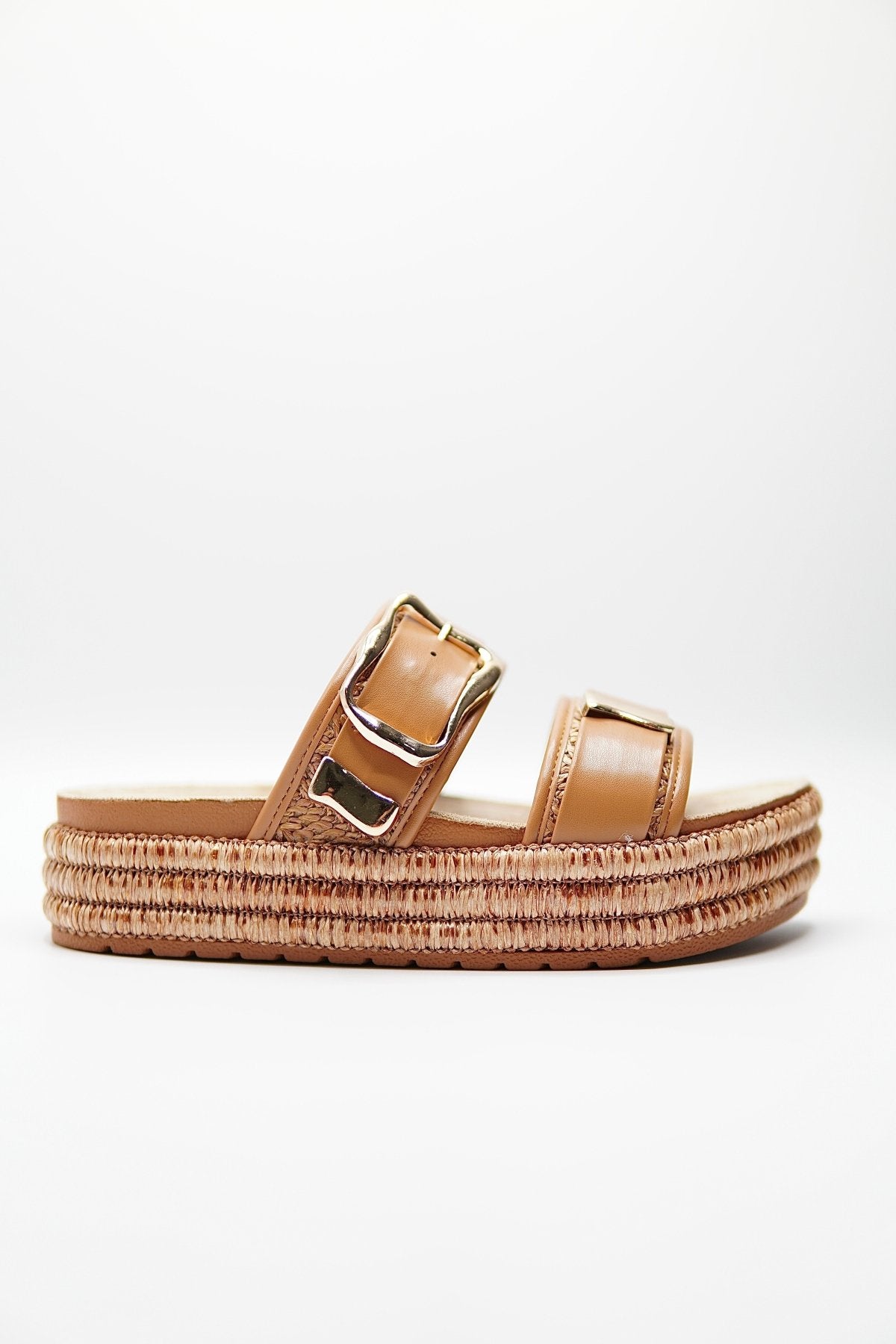 Sandalias Camel Yute Plataforma 14868 Doble Correa Hebillas Casual de mujer Zoé Brand Costa Rica
