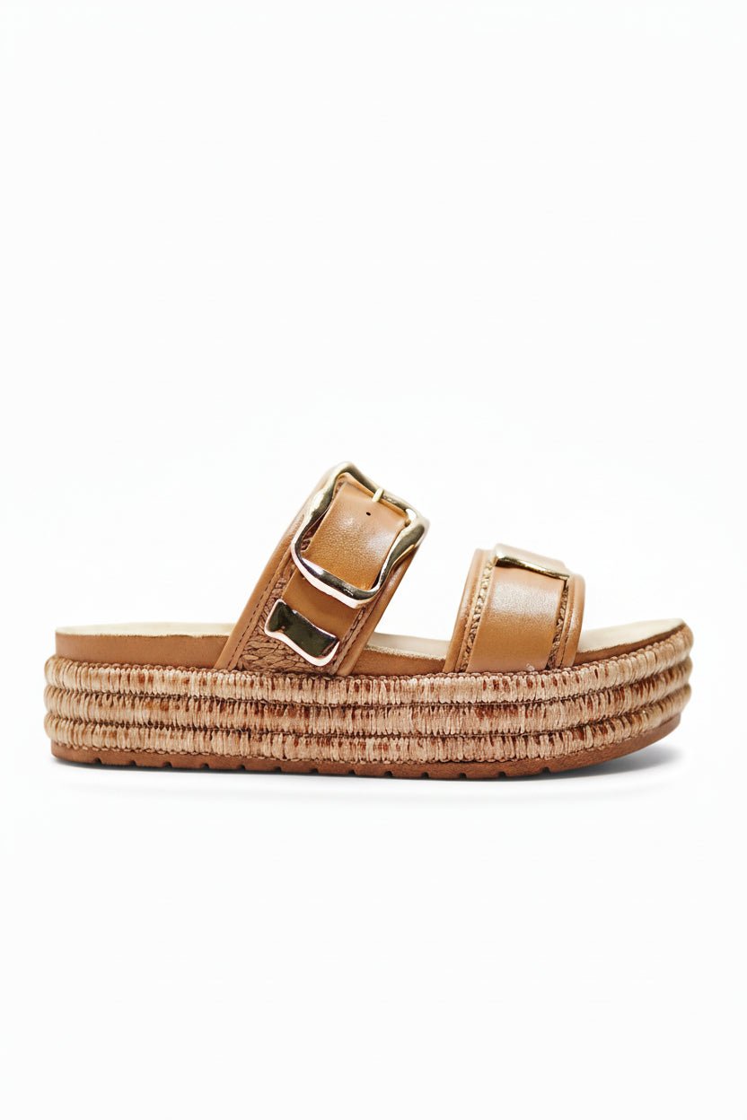 Sandalias Camel Yute Plataforma 14868 Doble Correa Hebillas Casual de mujer Zoé Brand Costa Rica