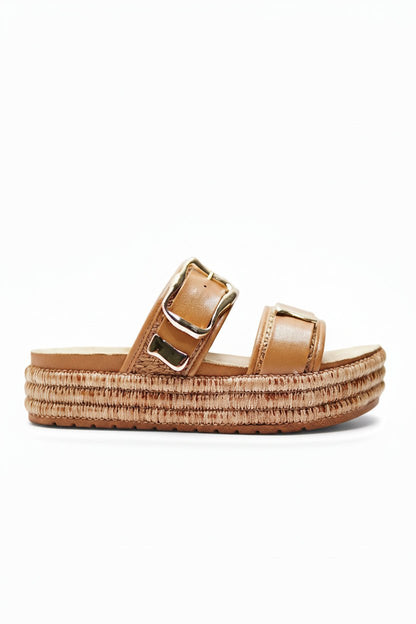Sandalias Camel Yute Plataforma 14868 Doble Correa Hebillas Casual de mujer Zoé Brand Costa Rica