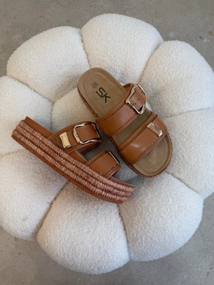 Sandalias Camel Yute Plataforma 14868 Doble Correa Hebillas Casual de mujer Zoé Brand Costa Rica