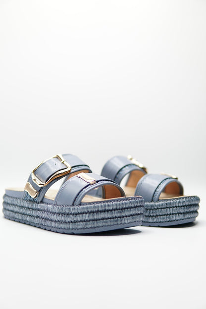 Sandalias Azul Yute Plataforma 14869 Doble Correa Hebillas Casual de mujer Zoé Brand Costa Rica