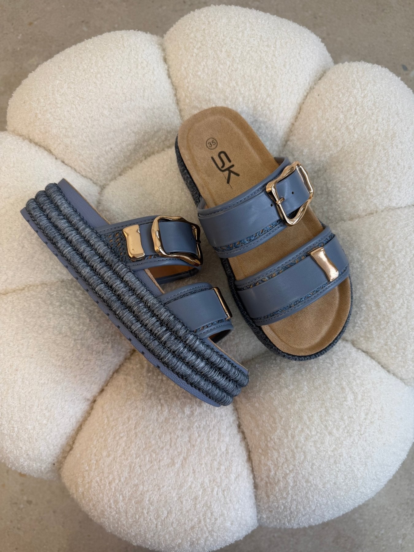 Sandalias Azul Yute Plataforma 14869 Doble Correa Hebillas Casual de mujer Zoé Brand Costa Rica